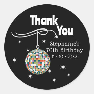Fabulous 70th Birthday Groovy Retro Party Classic Round Sticker