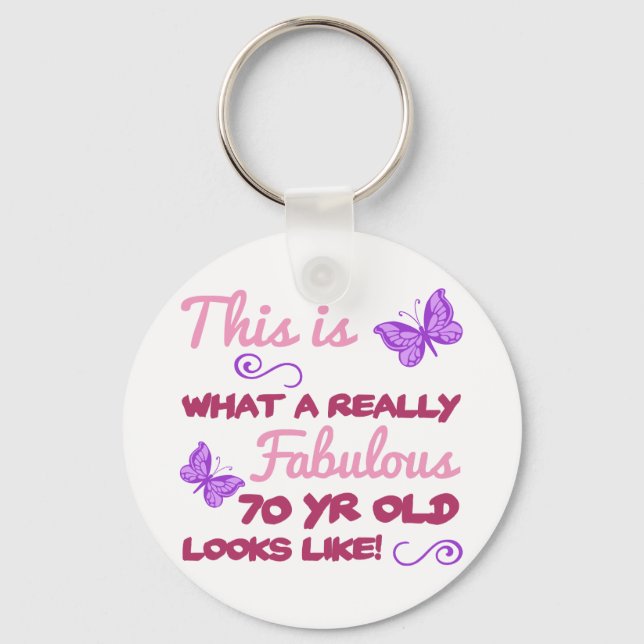 Fabulous 70th Birthday Key Ring (Front)