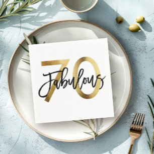 Fabulous 70th   Modern Elegant Chic Gold Birthday Napkin