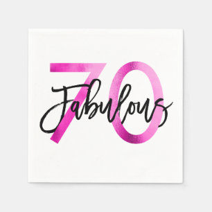Fabulous 70th   Modern Elegant Chic Pink Birthday Napkin