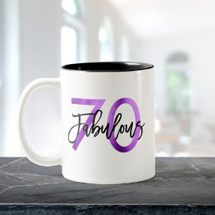 Fabulous 70th   Modern Elegant Purple Birthday Two-Tone Coffee Mug