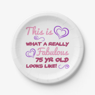 Fabulous 75th Birthday For Women Paper Plate