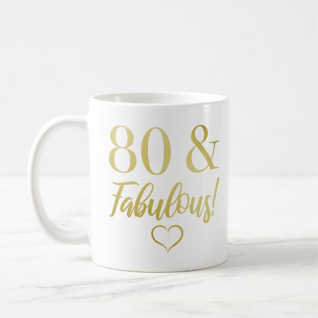 Fabulous 80th Birthday (Gold) Coffee Mug (Left)