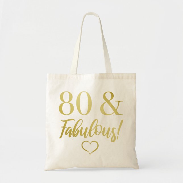 Fabulous 80th Birthday (Gold) Tote Bag (Front)