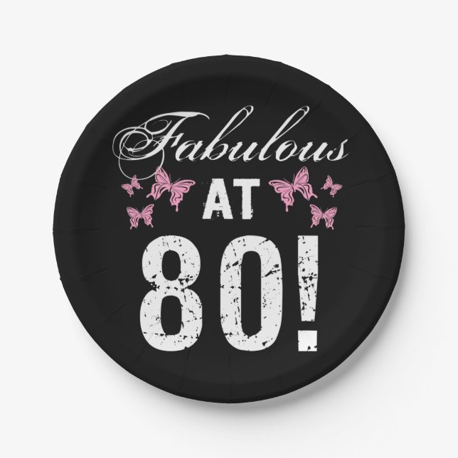 Fabulous 80th Birthday  Paper Plate (Front)