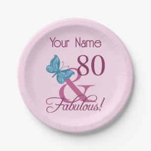 Fabulous 80th Birthday Paper Plate