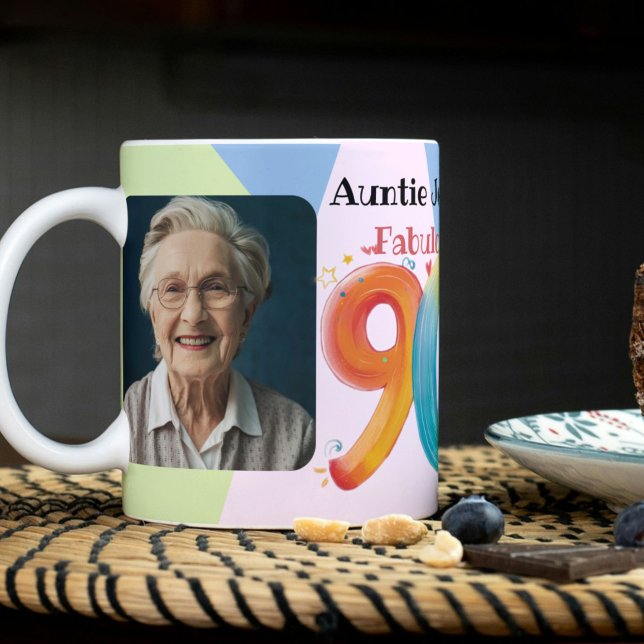 Fabulous 90 ninetieth birthday gift 90yrs old 90th Two-Tone coffee mug (Creator Uploaded)