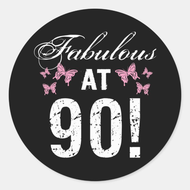 Fabulous 90th Birthday  Classic Round Sticker (Front)