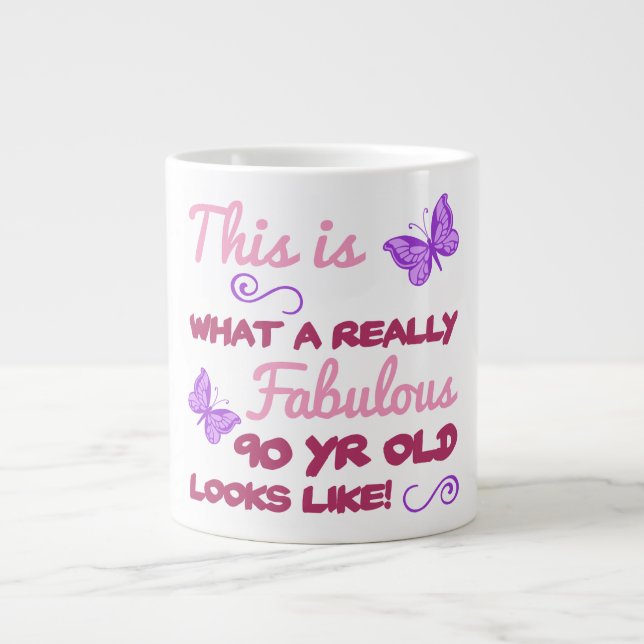 Fabulous 90th Birthday Large Coffee Mug (Front)