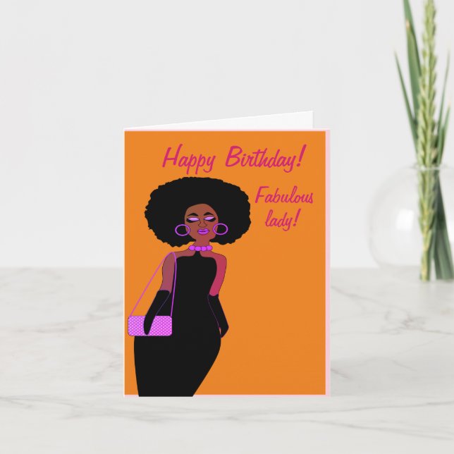Fabulous African American Lady Birthday  Card (Front)
