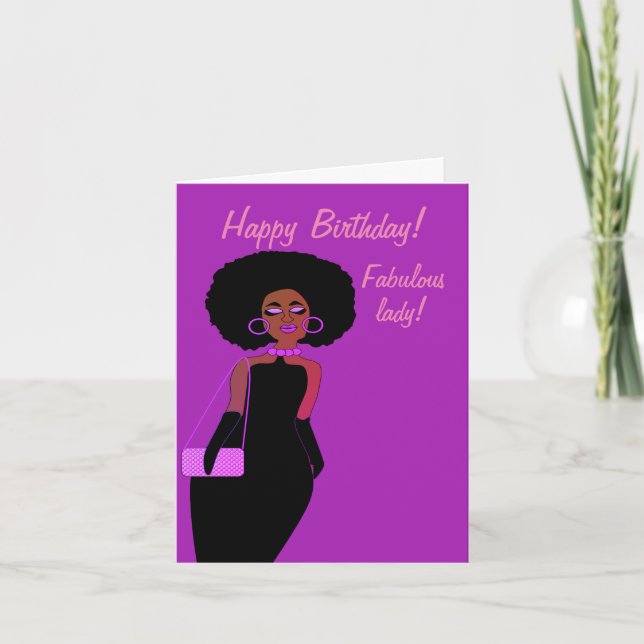 Fabulous African American Lady Birthday  Card (Front)