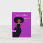 Fabulous African American Lady Birthday  Card<br><div class="desc">Send this beautiful Happy Birthday Card to a family member,  friend,  or co-worker. This cool African American design features an African American lady with an Afro wearing a black evening dress.</div>