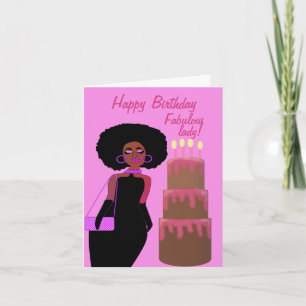 Fabulous African American Lady Birthday Card