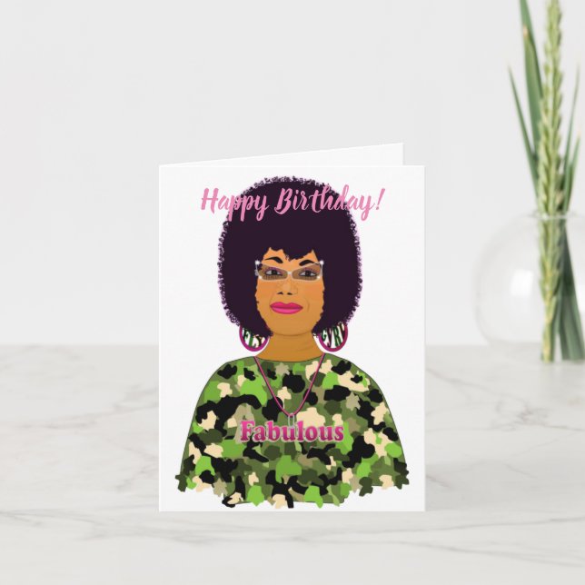 Fabulous African American Woman Happy Birthday Car Card (Front)