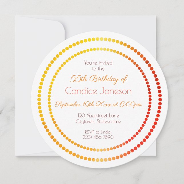 Fabulous and 55 White Orange Red Yellow Invitation (Front)