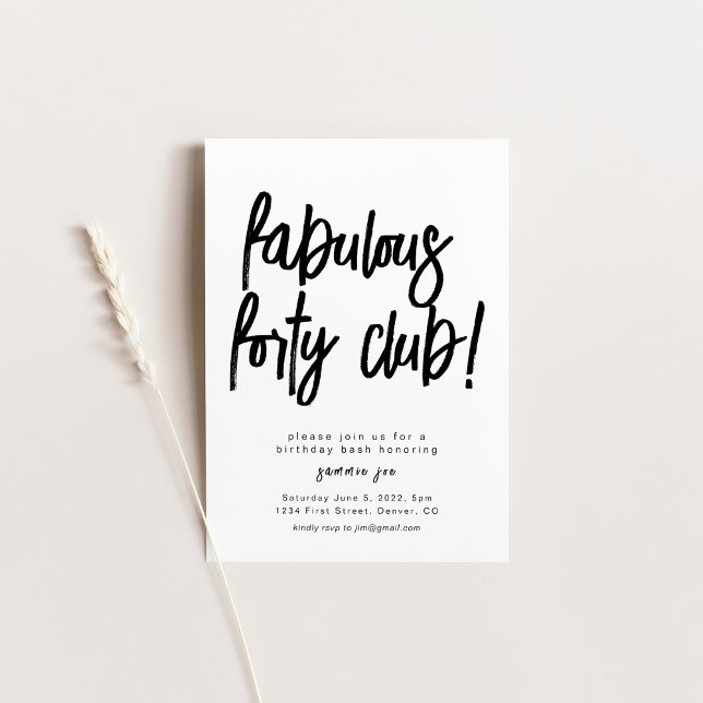 Fabulous and Forty Club Birthday Invite Template (Creator Uploaded)