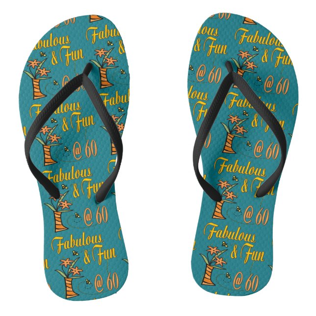 Fabulous and Fun 60th Flip Flops (Footbed)
