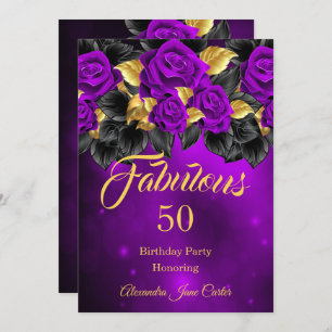 Fabulous Any Age Birthday Purple Rose Gold Invitation