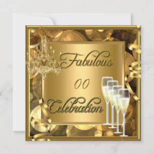 Fabulous Any Age Celebration Gold Champagne Invitation