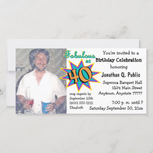 Fabulous At 40 Birthday Party Photo Invitation