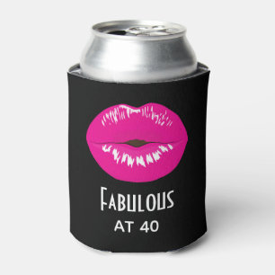Fabulous at 40 Hot Pink Lips Glamourous Can Cooler