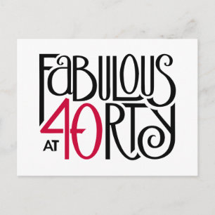 Fabulous at 40 red postcard