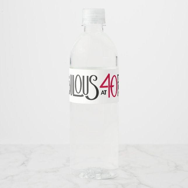 Fabulous at 40 red water bottle label (Front)