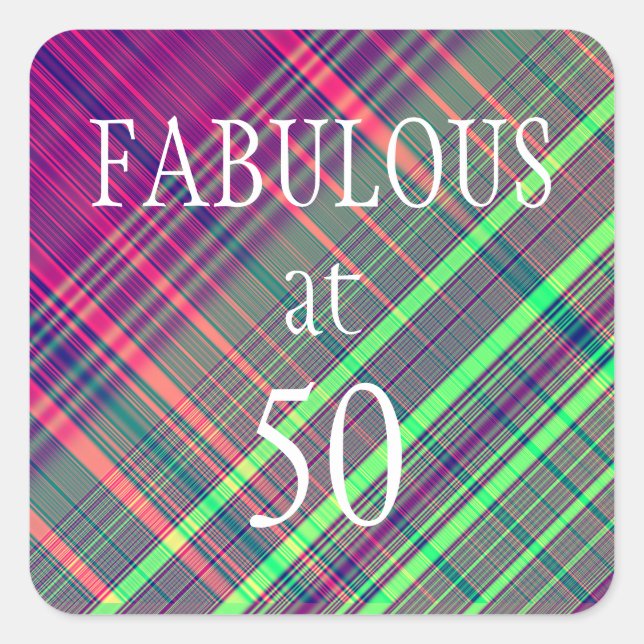 Fabulous at 50 Glitch Square Sticker (Front)