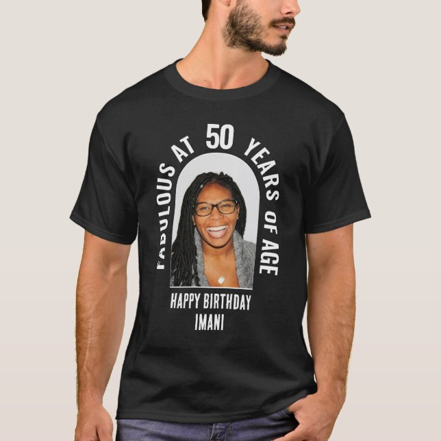 FABULOUS AT 50 Group Matching Family Party Photo T-Shirt (Front)