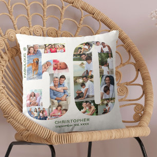 Fabulous at 50 Photo Collage 50th Birthday Custom Cushion