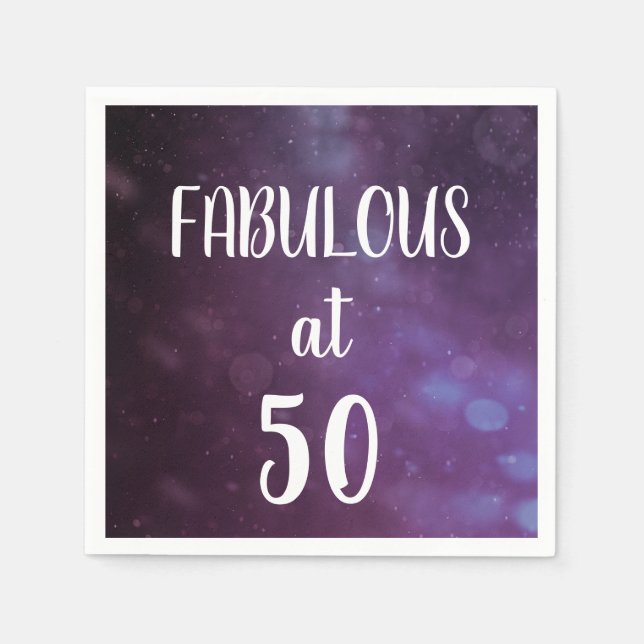 Fabulous at 50 Purple Birthday Party Napkins (Front)