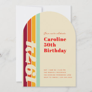 Fabulous at 50 Retro Arch Birthday Party Invitation