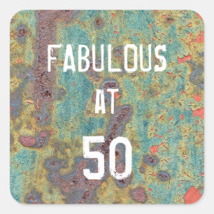 Fabulous at 50 Rust Square Sticker