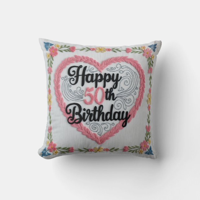 "Fabulous at 50 th" Throw Pillow: Celebrate the  Cushion (Front)