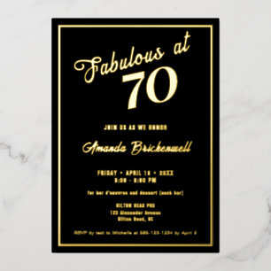 Fabulous at 70 Birthday Foil Invitation