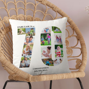 Fabulous at 70 Photo Collage 70th Birthday Custom Cushion