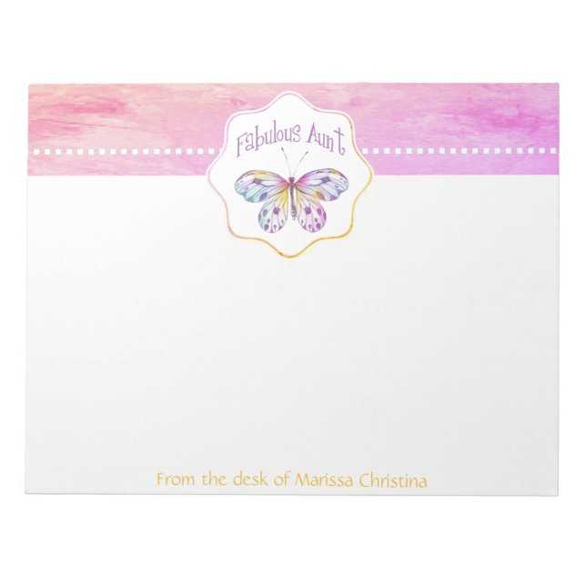 Fabulous Aunt Butterfly Gift Ideas Notepad (Front)