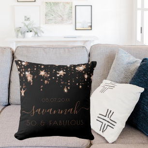 Fabulous birthday black gold monogram sparkle cushion