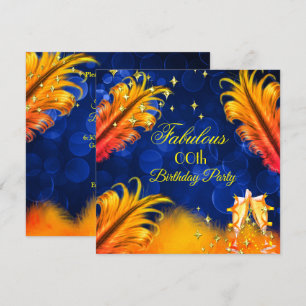 Fabulous Birthday Blue Gold Yellow Champagne Party Invitation