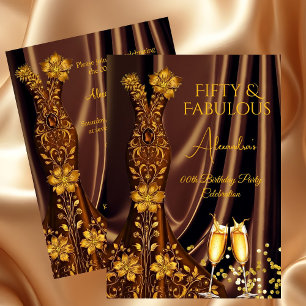 Fabulous Birthday Caramel Gold Dress Champagne Invitation