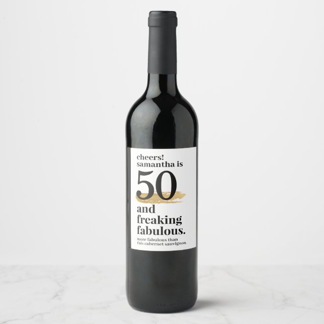 Fabulous Birthday Custom Age Funny Wine Label (Front)