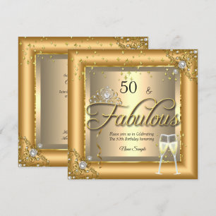 Fabulous Birthday Party Gold Champagne Invitation