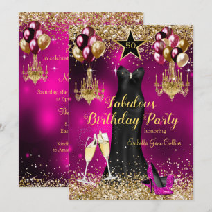 Fabulous Birthday pink Celebration Star heels Invitation