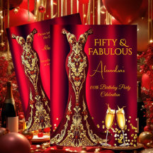 Fabulous Birthday Red Gems Gold Dress Champagne