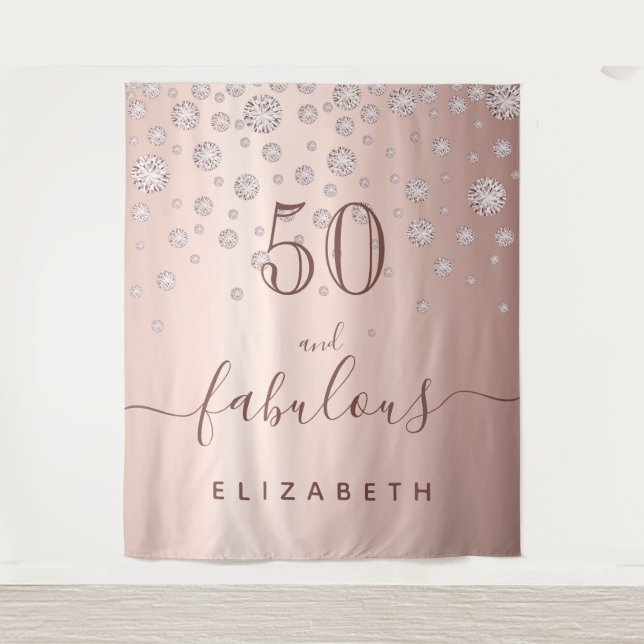 Fabulous birthday rose gold diamonds glam tapestry (Front)