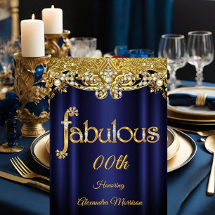 Fabulous birthday Steel Blue Purple Gold Pearls  Invitation