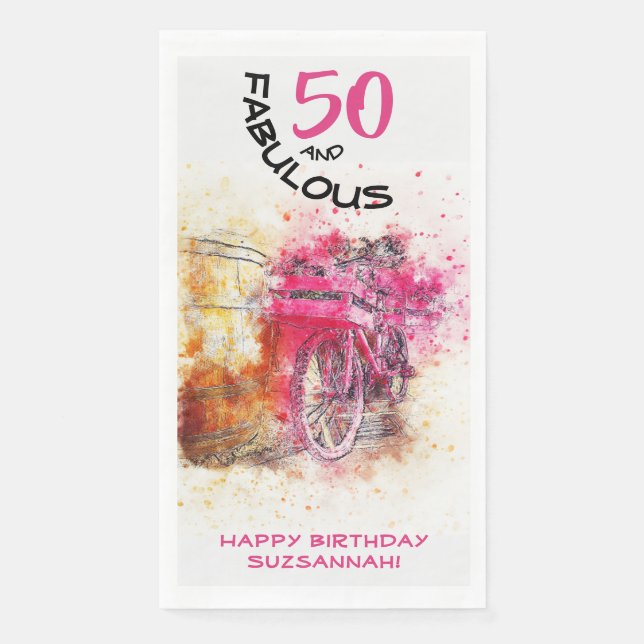 Fabulous Birthday Vintage Bicycle By Year Template Napkin (Front)