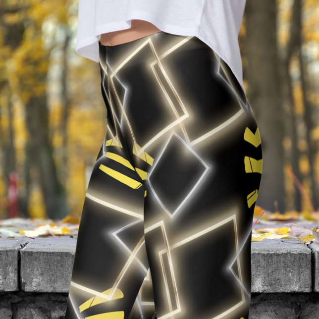 Fabulous Black Framed in Gold Pattern Leggings (Black framed in Gold Leggings)