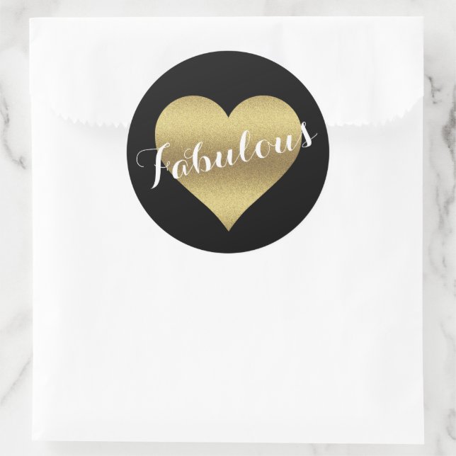 Fabulous Black & Gold Wedding Heart Party Stickers (Bag)