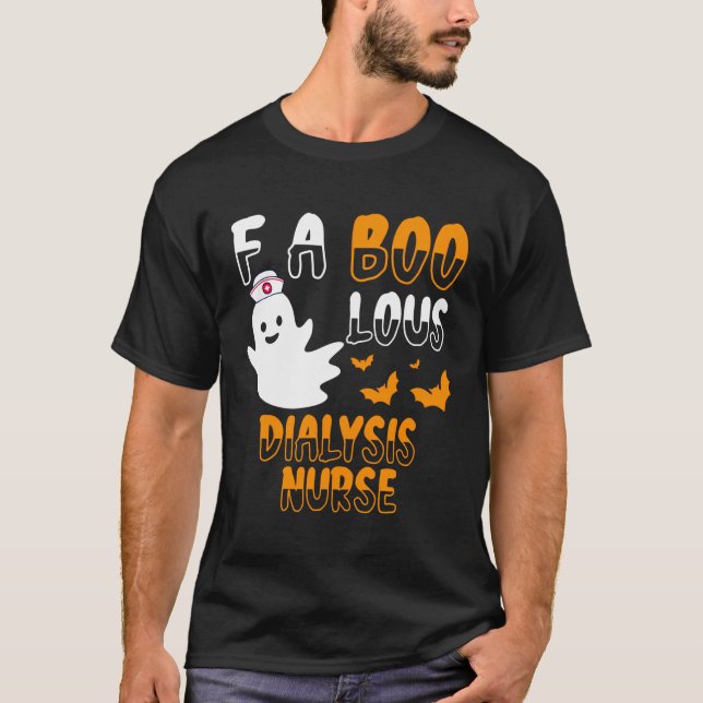 Fabulous Boo Crew Dialysis Nurse Cute Halloween Co T-Shirt (Front)
